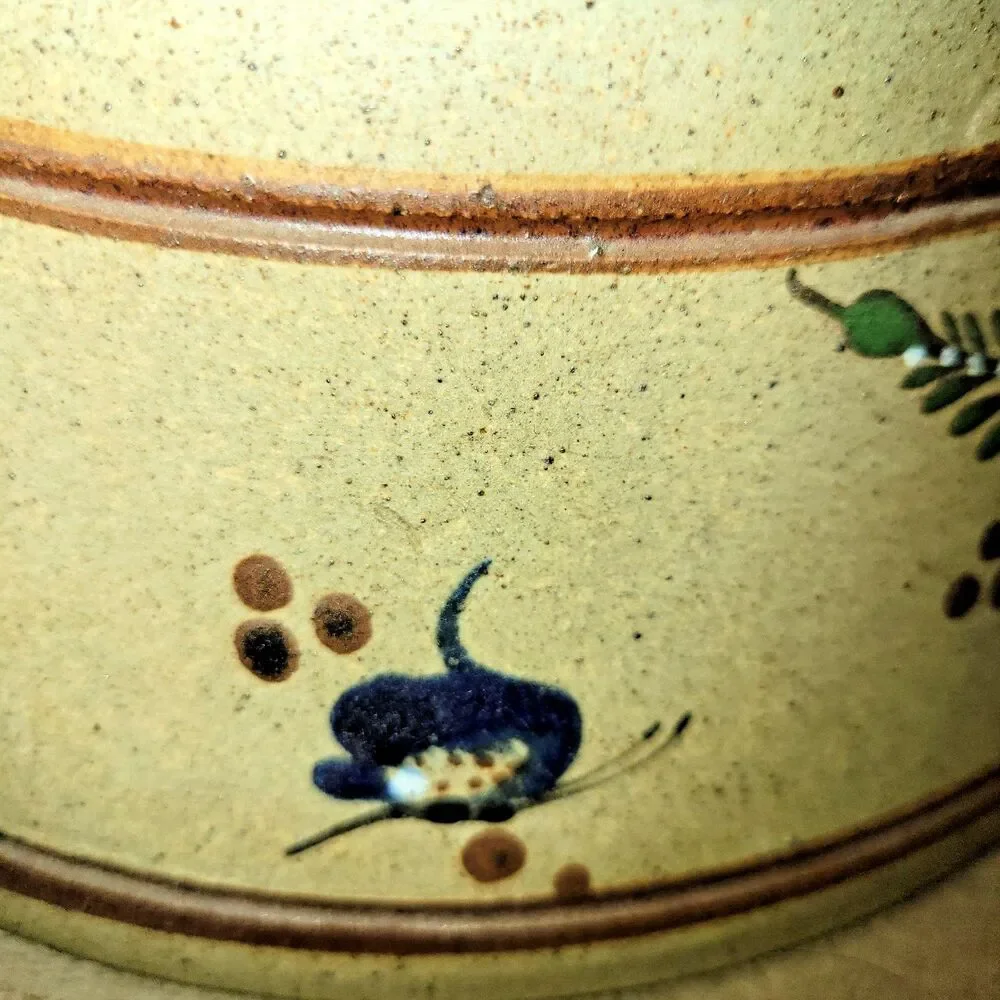 Vintage Netzi Tonala Mexican Pottery Large Soup Tureen Lidded Bowl Bird Floral